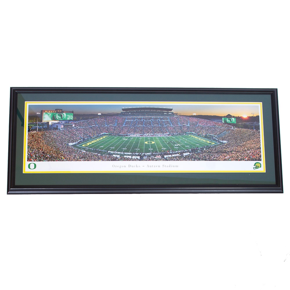 Autzen Stadium, Wall Art & Clocks, Home & Auto, Football, Blakeway Panoramas, Deluxe, Framed Poster, 980579